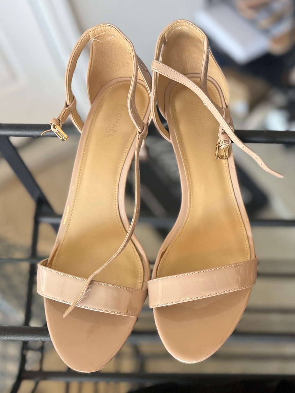 Michael Kors Nude Patent Leather Slingback Mules
